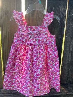 Kidgets Pink Floral Sundress with Bow and Ruffle Straps